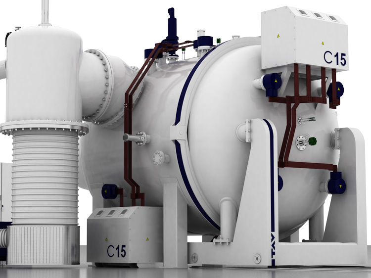 Horizontal vacuum furnaces<br/>Cart bottom door